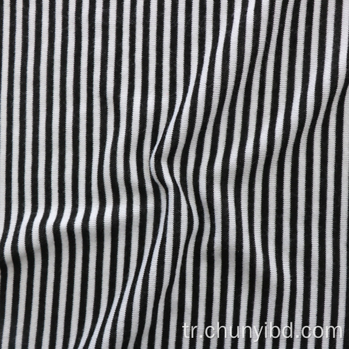 Yumuşak ve esnek ücretsiz numune çizgileri desen% 100 polyester gevşek tek jersey örgü örgü kumaş